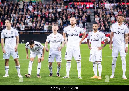 Herning, Denmark. 24th Aug, 2023. The players of Legia Warszawa line up for the UEFA Conference League qualification match between FC Midtjylland and Legia Warszawa at MCH Arena in Herning. (Photo Credit: Gonzales Photo/Alamy Live News Stock Photo