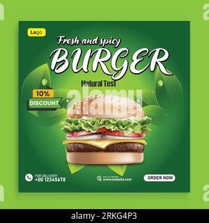 Burger Fast Food – kreative Social-Media-Werbung und Banner Post-Design-Vorlage Stock Vektor