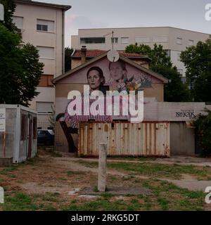 Street Art in der Stadt Mostar, Bosnien und Herzegowina, 21. August 2023. Stockfoto