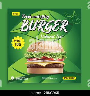 Burger Fast Food – kreative Social-Media-Werbung und Banner Post-Design-Vorlage Stock Vektor