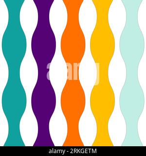 An abstract art image featuring a white background with vibrant wavy lines in various hues, including a bright blue and orange Stockfoto