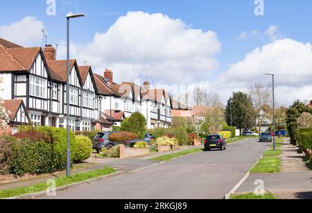 Residential street in a suburb of London, UK Stock Photo