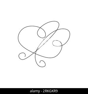 Butterfly one continuous line drawing element isolated on white background. Continuous one line drawing Flying butterfly. picture of a of minimalist b Stock Vector