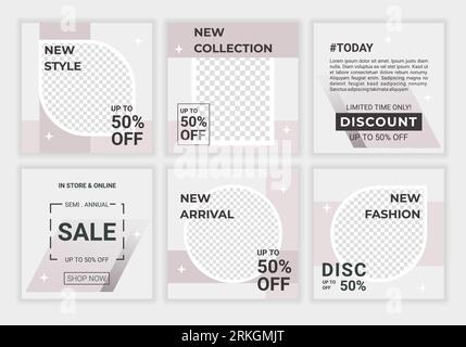 Set of sale cover vector template design posts. Trendy design for social media, ads, special offers, sales and discounts. Fashion sale banner with lig Stock Vector