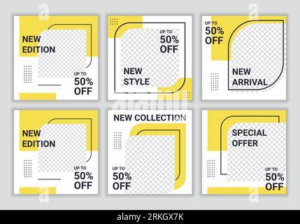 Set of social media post template for special offer. Promotional web banner for social media. Fashion and lifestyle blog templates, web/internet ads, Stock Vektor