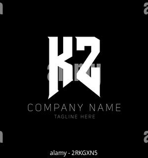 KZ Letter Logo Design. Initial letters KZ gaming's logo icon for technology companies. Tech letter KZ minimal logo design template. KZ letter design v Stock Vektor