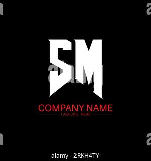SM Letter Logo Design. Initial Letters SM Gaming Logo-Symbol für Technologieunternehmen. Designvorlage für Tech Letter SM Minimal Logo. SM Letter Design V Stock Vektor