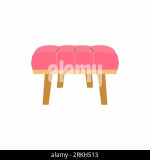 Woman chair in bedroom. Pink cozy sofa, usually used for dressing table. Modern furniture living room. Professional beauty service design element. Fla Stock Vector