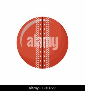 Cricket ball, sport equipment flat design. Cricketer equipment for exercise, healthy lifestyle. Flat cartoon sport equipment vector icons for web desi Stock Vector