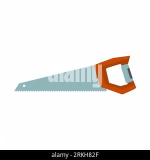 Saw icon isolated on white background. Hand saw for handyman. Steel hacksaw for working with board construction. Tools carpenter, repairmen, construct Stock Vector