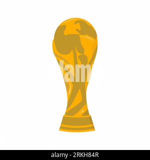 Gewinner der Trophäe „Golden Cup“. Erfolgsgrafik des Wettbewerbs. Goldene, flache Medaille im Cartoon-Stil. Vektor für internationale Wor Stock Vektor