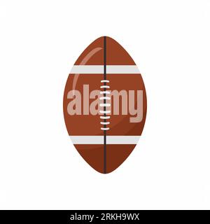 Rugby-Ball-Symbol auf weißem Hintergrund. Brauner Ball für american Football. Einfache handgezeichnete Illustrationen Symbol für Rugby-Turnier-Verbot Stock Vektor