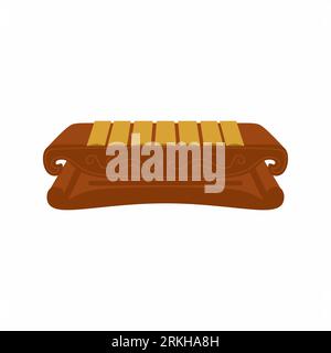 Traditionelles Schlaginstrument der Demung. Eines der Gamelan-Instrumente. Indonesisches Schlaginstrument im Cartoon-Design isoliert auf weißem Rücken Stock Vektor