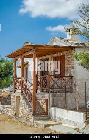 Traditionelles altes Steinhaus im Dorf Kastro. Thassos Insel Griechenland Stockfoto