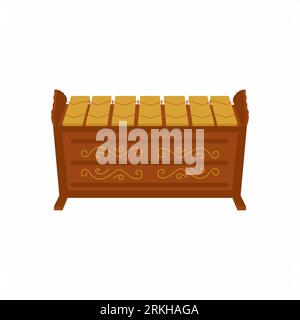 Slenthem isolated on white background in flat cartoon design. An Indonesian metallophone which makes up part of a Javanese gamelan orchestra. Indonesi Stock Vector