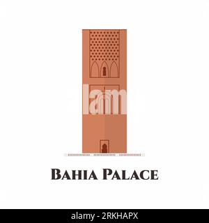 Hassan Tower or Tour Hassan in Rabat, Morocco. It is the minaret of an incomplete mosque. Flat vector simple element illustration. World travel and to Stock Vector