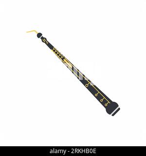 Vector illustration of an oboe. Classical musical instruments. It is a type of double reed woodwind instrument. musical instrument contour on a white Stock Vector