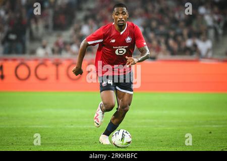 Lille, France. 24th Aug, 2023. Alexsandro Victor De Souza Ribeiro of Lille during the UEFA Europa Conference League match between Lille Olympique Sporting Club and HNK Rijeka played at Stade Pierre-Mauroy on August 24, 2023 in Lille, France. (Photo by Matthieu Mirville/PRESSINPHOTO) Credit: PRESSINPHOTO SPORTS AGENCY/Alamy Live News Stockfoto