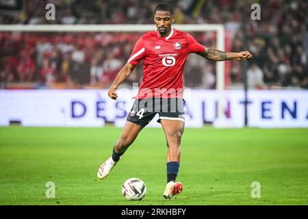 Lille, France. 24th Aug, 2023. Alexsandro Victor De Souza Ribeiro of Lille during the UEFA Europa Conference League match between Lille Olympique Sporting Club and HNK Rijeka played at Stade Pierre-Mauroy on August 24, 2023 in Lille, France. (Photo by Matthieu Mirville/PRESSINPHOTO) Credit: PRESSINPHOTO SPORTS AGENCY/Alamy Live News Stockfoto