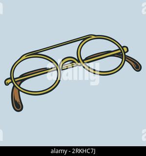 Hand drawn eye glasses vector illustration. Retro hipster style. Male and female glasses isolated fashion vintage engraving sketch. Road old eyeglasse Stock Vector