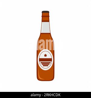 Vektorflachdarstellung der Bierflasche. Trinken, Limonade, Alkohol. Das Design der Biersymbole ist auf weißem Hintergrund isoliert. Die Abbildung kann für die Themen l verwendet werden Stock Vektor