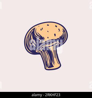Mushroom champignons hand drawn vector. Isolated sketch organic food drawing template. Vintage mushrooms outlines. Organic vegetarian object. Forest p Stock Vector