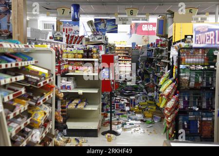 Bildnummer: 55818837  Datum: 23.08.2011  Copyright: imago/Xinhua (110824) -- WASHINGTON, Aug. 24, 2011 (Xinhua) -- The Miller s Market is shown damaged by the 5.8 earthquake which is the largest earthquake to hit Virginia since 1897 in Mineral, Virginia, the United States,on August 23, 2011. A magnitude 5.8 earthquake struck U.S. east coast on Tuesday afternoon and was felt in Washington D. C., New York City, North Carolina and even in Toronto, Canada.(Xinhua/Wang Fengfeng)(wn) U.S.-EARTHQUAKE-VIRGINIA PUBLICATIONxNOTxINxCHN Gesellschaft Erdbeben USA Schäden premiumd xns x0x 2011 quer     Bild Stock Photo