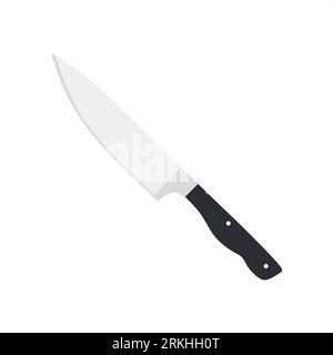 Chef's kitchen knife icon isolated on white background. Knife and chef, kitchen symbol Butcher's design element. Flat cartoon icon vector illustration Stock Vector