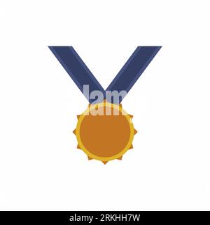 Gold Medal graduation. University and school graduates. First place winning diploma object. Celebration university graduation concept isolated on whit Stock Vektor