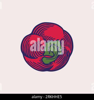 Red paprika hand drawn vector illustration. Vegetable engraved style object. Isolated hot spicy mexican pepper. Detailed vegetarian food drawing. Farm Stock Vektor