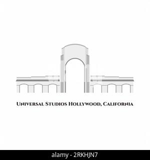 Universal Studios Hollywood flat cartoon style. Find a full day of action-packed entertainment all in one place. Great destination for holiday when yo Stock Vektor