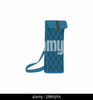 Freezable wine bag. A bottle of wine for picnic drink in sunny day. Reusable textile bag. Picnic party concept. Vector flat cartoon design isolated il Stock Vector