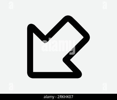 Bottom Left Arrow Line Icon Road Sign Traffic Symbol Direction Position Navigation Escape Route Path Thin Outline Cursor Vector Clipart Illustration Stock Vector