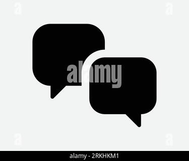 Conversation Icon Dialogue Chat Comment Gossip Discuss Speech Social Text Bubble Box Forum Black White Vector Clipart Graphic Illustration Sign Symbol Stock Vector