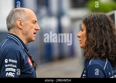 25th August 2023; Circuit Zandvoort, Zandvoort, North Holland, Netherlands; Formula 1 Heineken Dutch Grand Prix 2023; Free Practice Day; Team Principle of Scuderia AlphaTauri Franz Tost talking to a colleague Stock Photo