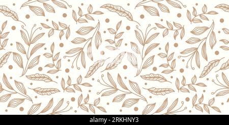 Elegantes nahtloses Blumenmuster mit handgezeichnetem Stil. Vintage Blumenmotiv für Mode, Tapete, Geschenkpapier, Hintergrund, Stoff, Textil Stock Vektor