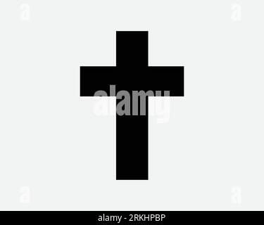 Christian Cross Icon Christianity Faith Religion Jesus Holy Church Catholic God Christ  Black White Outline Shape Vector Clipart Artwork Sign Symbol Stock Vector