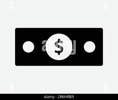 Cash Icon Money Note Finance Investment Bank Wealth Currency Dollar Bill Pay Black White Shape Vector Clipart Graphic Illustration Artwork Sign Symbol Stock Vector