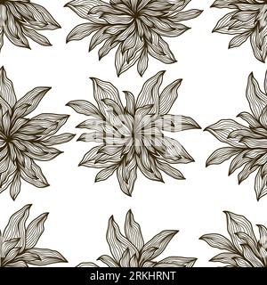 Handgezeichnetes Dahlia-Blumenmuster. Eleganter Blumenhintergrund für Mode, Wallpaper, Geschenkpapier, Hintergrund, Druck, Stoff, Textil, Bekleidung Stock Vektor