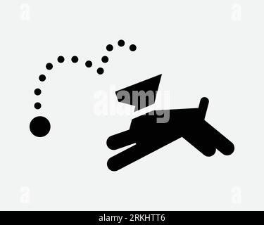 Hund Spielt Fetch Icon Tennis Ball Bounce Chase Chasing Spielen Haustier Hündchen Schwarz Weiß Form Vektor Clipart Graphic Illustration Artwork Zeichen Symbol Stock Vektor