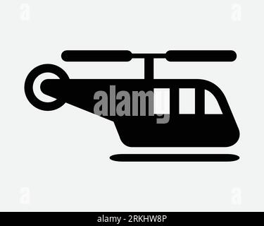 Helicopter Icon Aircraft Chopper Air Travel Transport Transportation Flight Fly Flying Aviation Rotor Vehicle Black Shape Vector Cartoon Sign Symbol Stock Vector