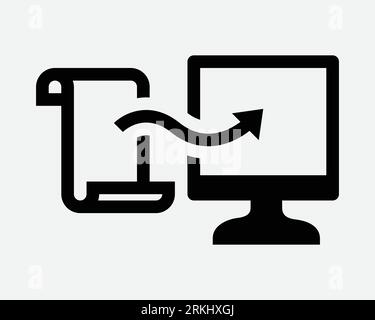 Save File On Computer Icon Upload Digital Document Digitalization Archive Storage Black White Outline Shape Vector Clipart Graphic Artwork Sign Symbol Stock Vector