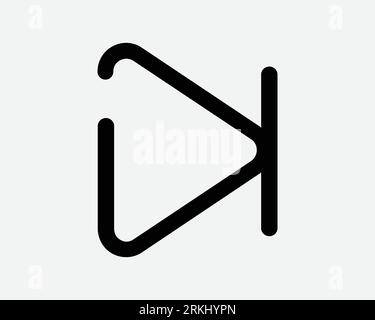 Skip Line Icon Next Music Audio Media Control Button Forward Track Video Player Device Multimedia Black Think Outline Symbol Vector Sign Clipart EPS Stock Vector