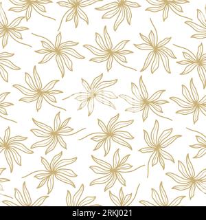 Elegantes nahtloses Goldmuster mit Blumenmuster und minimalistischem handgezeichnetem Stil. Blumenmotiv für Mode, Tapete, Geschenkpapier, Hintergrund, Stoff Stock Vektor