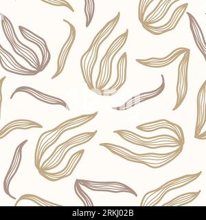Seamless Cream Floral Pattern on White Background. Floral Motif for Fashion, Wallpaper, Wrapping Paper, Background, Fabric, Textile, Apparel, and Card Stock Vektor