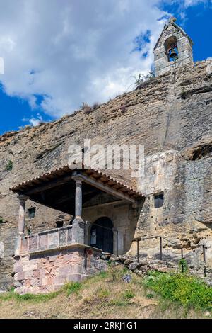 Europa, Spanien, Kastilien und León, Olleros de Pisuerga, die Felsbrocken Eremitage der Heiligen Justus und Pastor (Rupestre de los Santos Justo y Pastor) Stockfoto