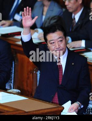 Bildnummer: 55951442  Datum: 13.09.2011  Copyright: imago/Xinhua (110913) -- TOKYO, Sept. 13, 2011 (Xinhua) -- Japanese Prime Minister Yoshihiko Noda attends a session of the House of Representatives in Tokyo on Sept. 13, 2011. Yoshihiko Noda on Tuesday delivered a policy speech to the House of Representatives, saying that the new government would spare no efforts to make Japan recover from the March quake and tsunami disasters. (Xinhua/Ji Chunpeng) (qs) JAPAN-TOKYO-PRIME MINISTER-POLICY SPEECH PUBLICATIONxNOTxINxCHN People Politik x0x xtm 2011 hoch premiumd     55951442 Date 13 09 2011 Copyri Stock Photo