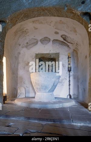 Europa, Spanien, Kastilien und León, Olleros de Pisuerga, die Felsbrocken Eremitage der Heiligen Justus und Pastor (Rupestre de los Santos Justo y Pastor) Stockfoto