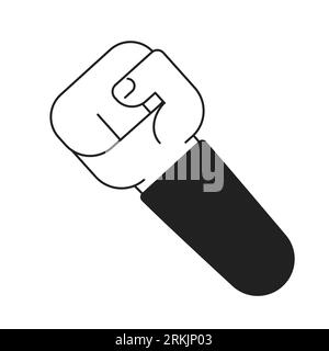 Clench fist and raising monochrome flat vector hand Stock Vector