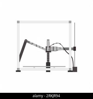 Tripteron printer model icon. An innovation in 3D printing. Modern printer in cartoon design element isolated on white background. Vector flat illustr Stock Vektor